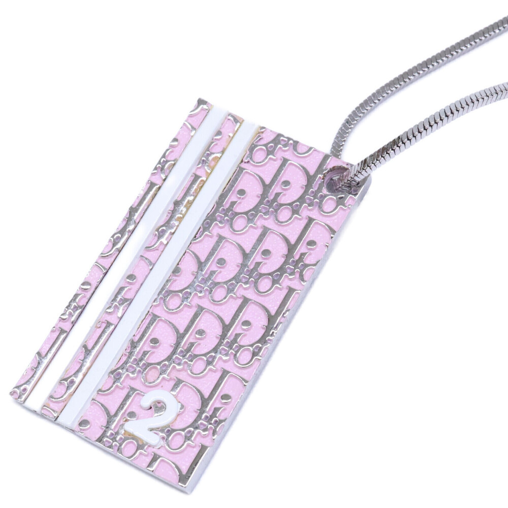 Christian Dior DIOR Trotter No. 2 Plate Necklace, Pink Silver, Women's